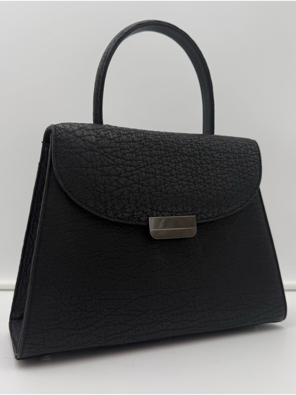 🦈JRA Exotic Genuine Sharkskin Black Bag w/ interchangeable Gold or Silver Chain